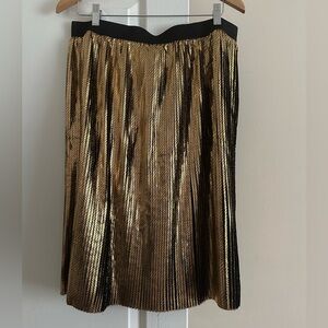 Eloquii gold pleated skirt